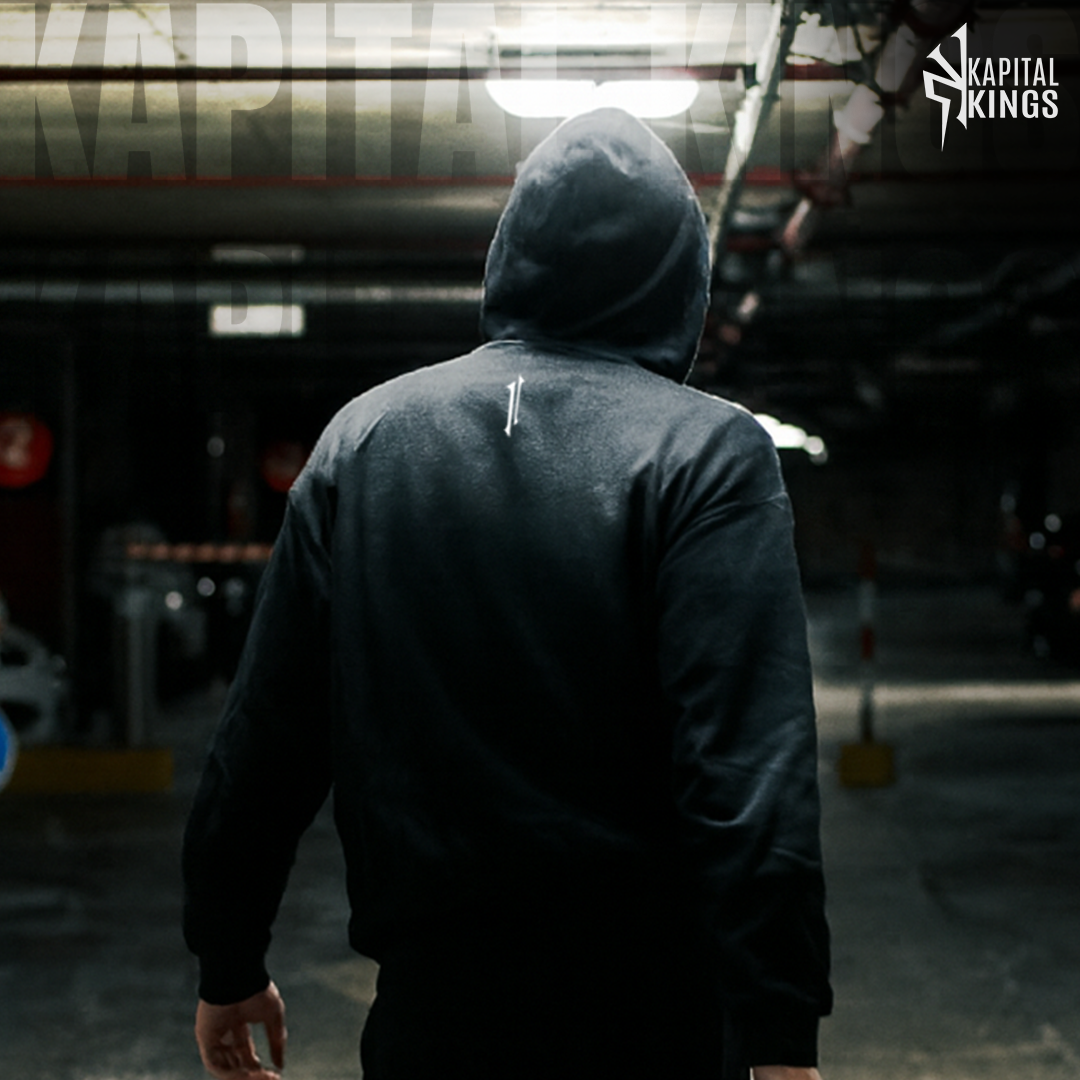 Poleron negro oversize abstracto